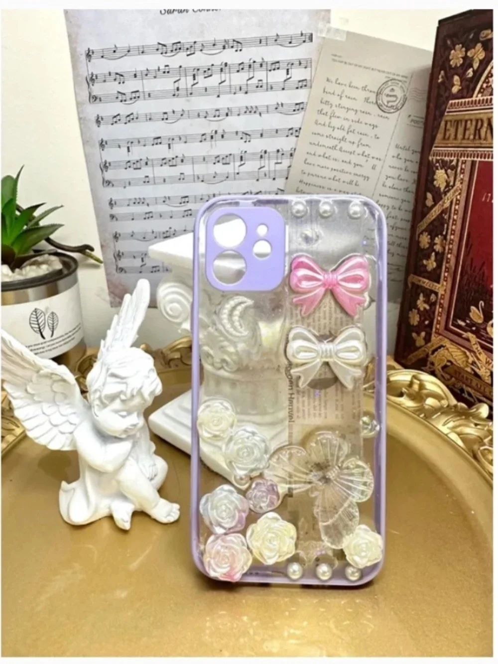 iPhone 12 Baroque butterfly or angel Phone Case, Handmade Phone case